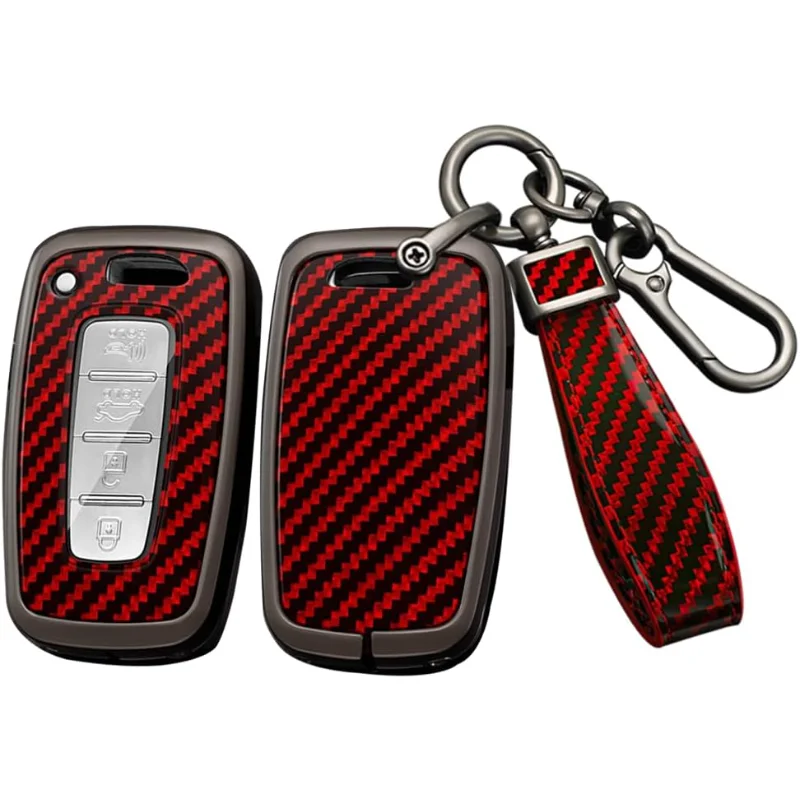 

3/4 Buttons Key Fob Case Compatible With Kia Sportage R Borreed Sorento K5 K7 Key Remote Car Key Cover Carbon Texture