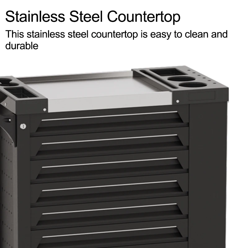 Lemari Perkakas 7 Pengemudi Meja Baja Tahan Karat Kabinet Organizer Alat Kapasitas BesarKotak Peralatan Perbaikan Mobil