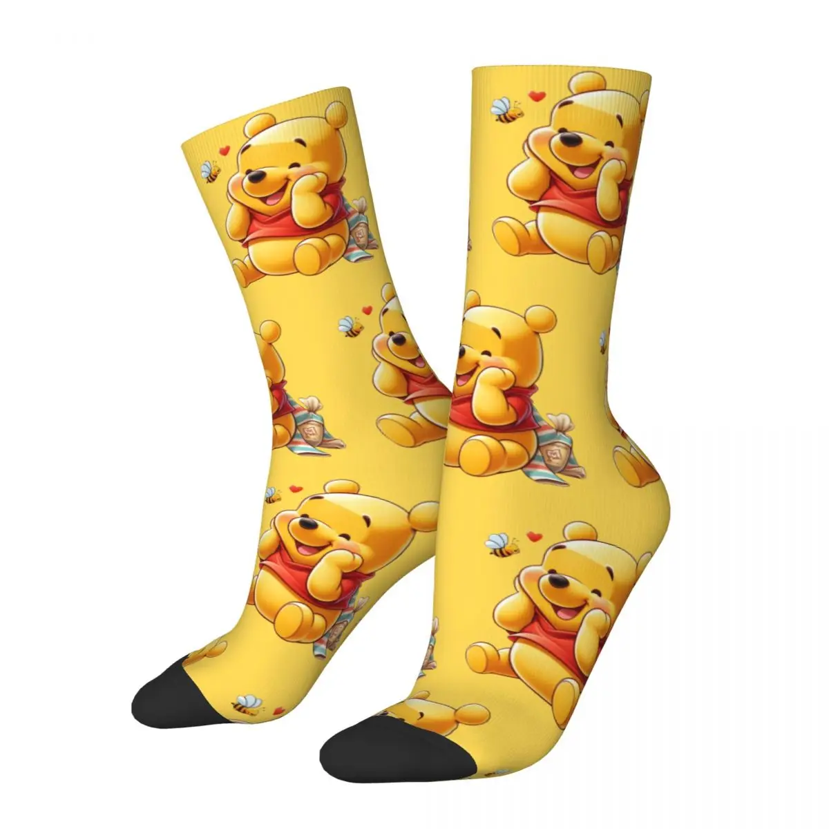 Kawaii Winnie-the-Pooh Cartoon Socks Accessories Pooh Bear Soft Middle Tube Socks Non-slip