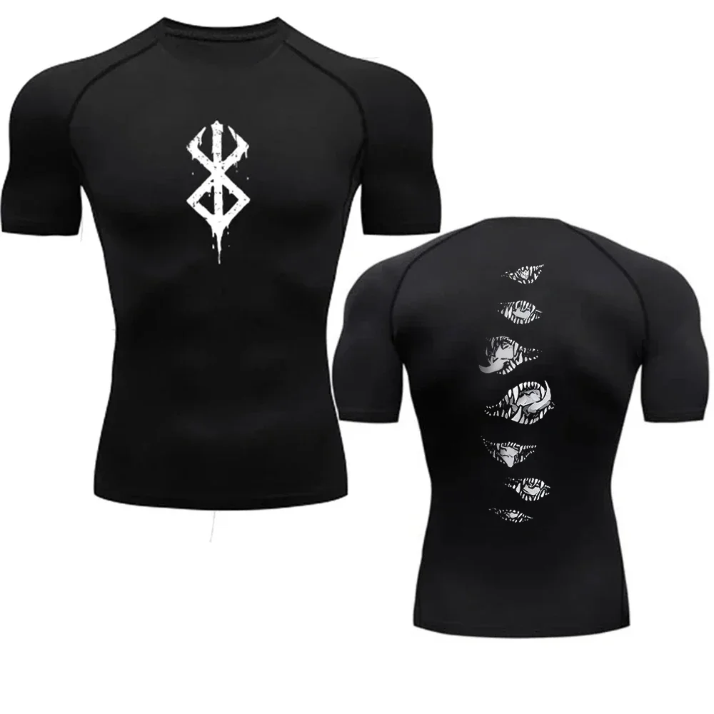 Anime Gym Kompression T-Shirts Laufen Fitness enge Sportswear Kurzarm Sommer Workout atmungsaktive Sport Rashgard enge Top