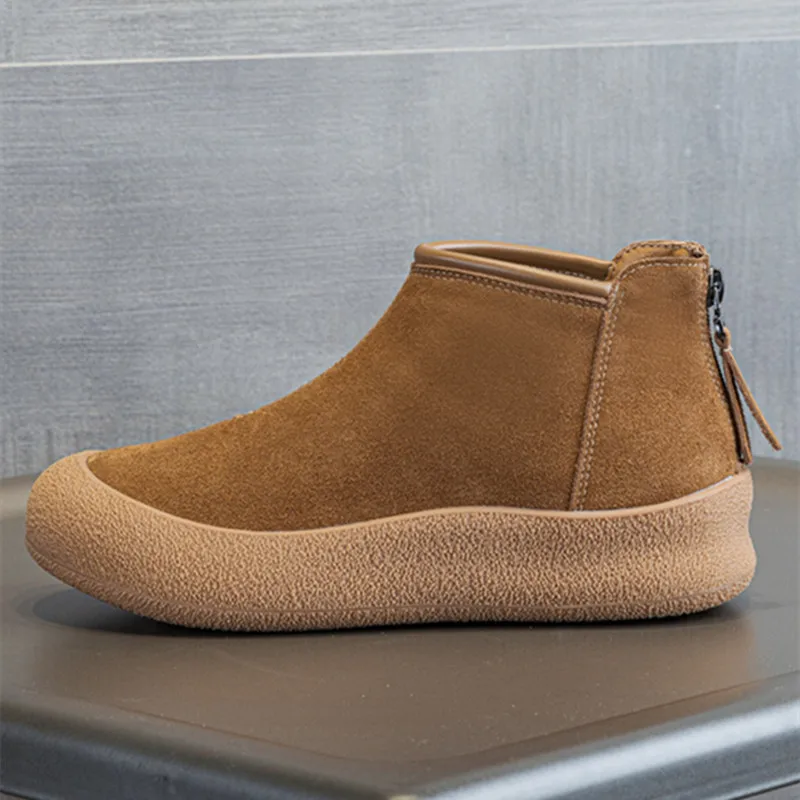

Cow Suede Plush Lining Warm Ankle Boots Women Back Zipper Design Waterproof Anti-skid Snow Boots Winter Comfortable Women Shoes