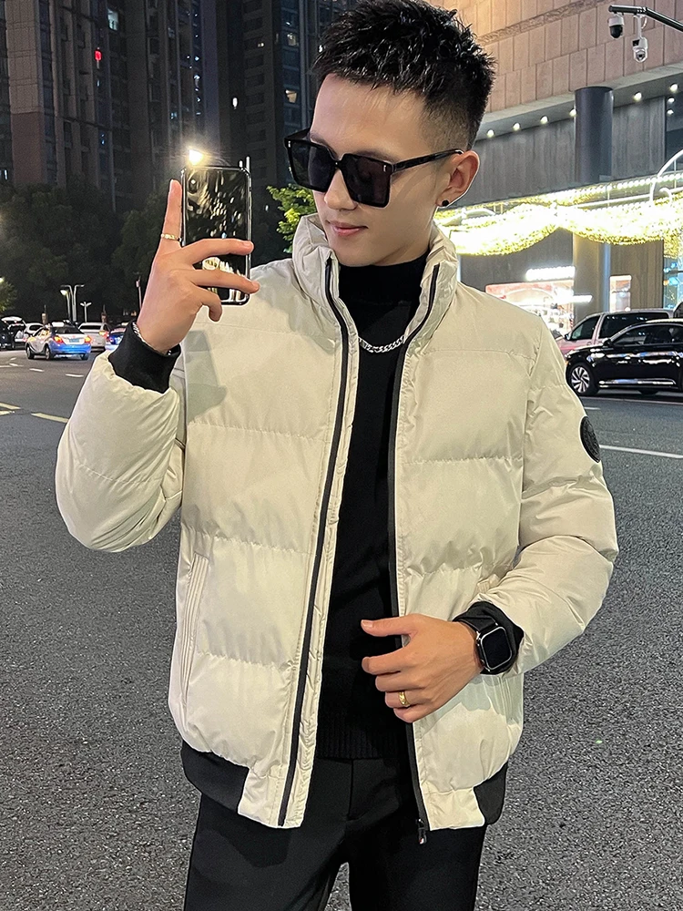 

Winter Thiened Stand Collar down Cotton Jaet Men's Faion Brand New Sle Youth ular Slim Fit Warm Cotton Coat