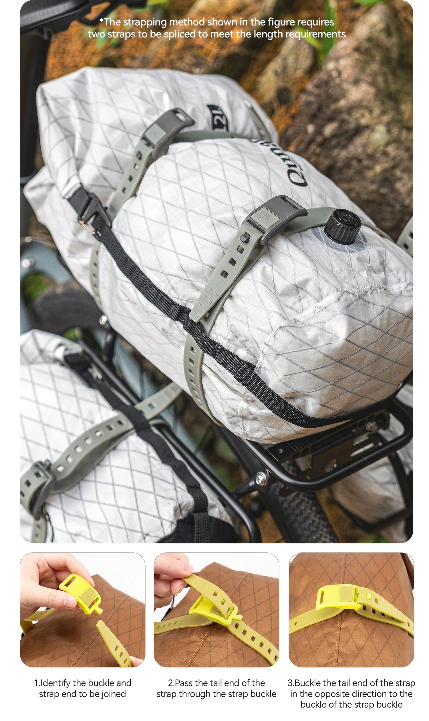 Verstellbarer, einziehbarer Gurt aus TPU, langlebiger Fahrrad-Gepäckgurt, für Outdoor-Reisen, Picknick, Wandern, robuste Gurte – Detail 11