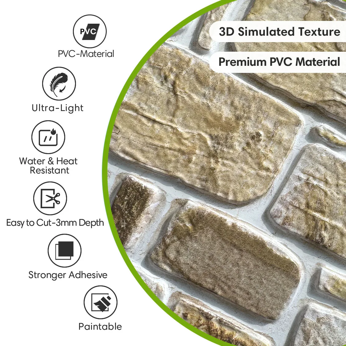 20 قطعة من ألواح الحائط اللاصقة المصنوعة من الحجر الصناعي ثلاثية الأبعاد، ملصقات حائط لغرفة المعيشة (10 قدم مربع/صندوق)، ديكور جدار المزرعة #4