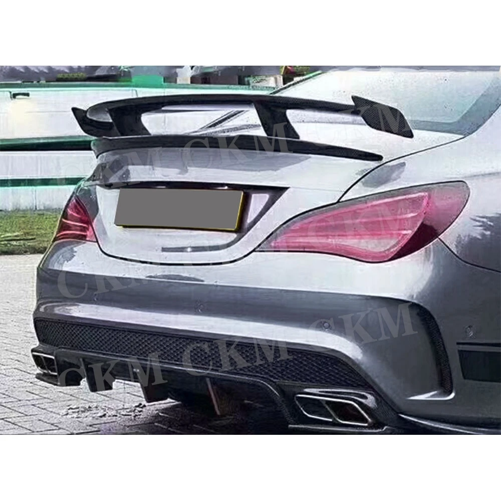 For Mercedes Benz CLA W117 CLA180 CLA200 250 CLA45 AMG Package 2013 -2018 Carbon Fiber R Style Rear Bumper Diffuser Splitters