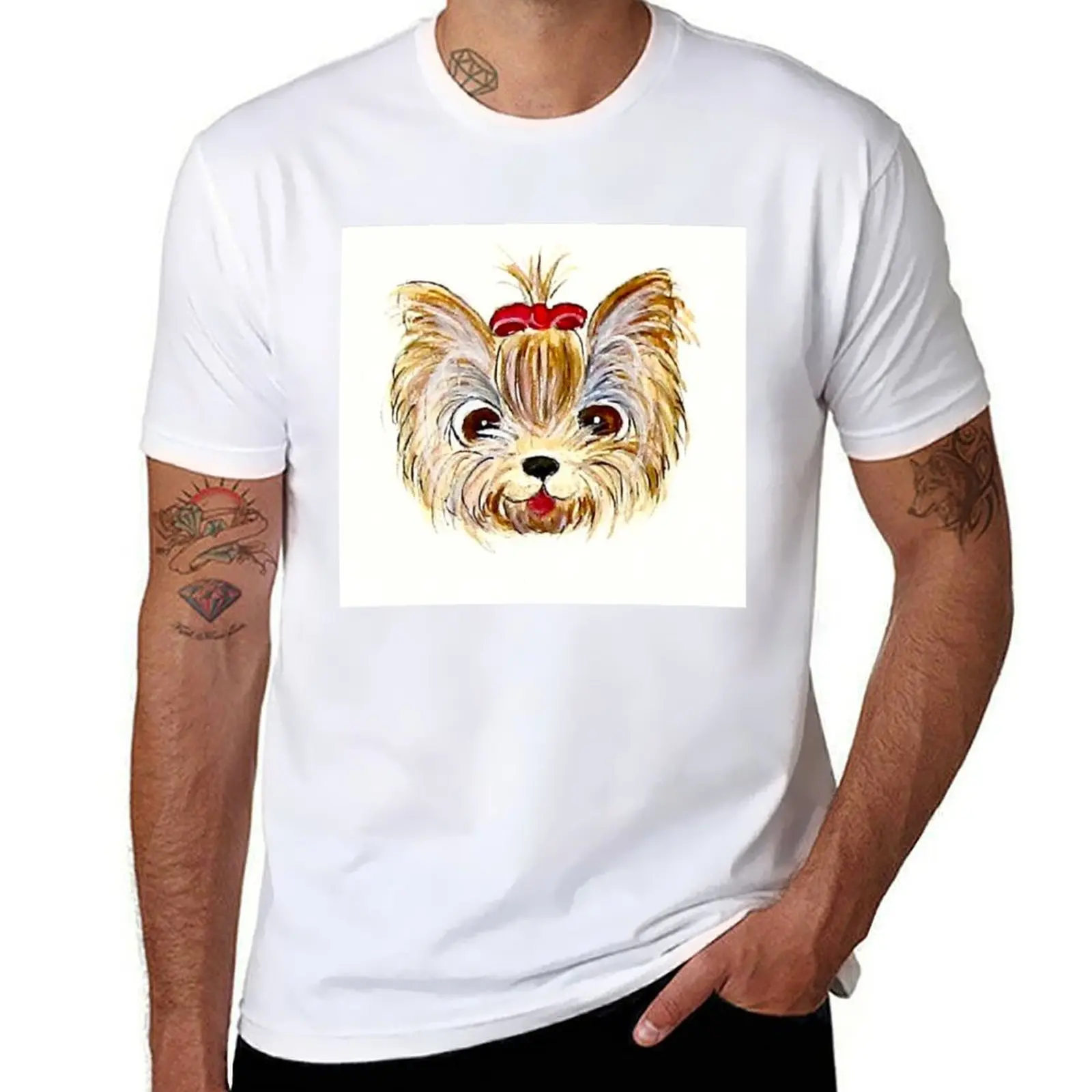 

Yorkie Cartoon T-Shirt tshirts personalised blanks new gifts and t-shirts anime mens plain t shirts
