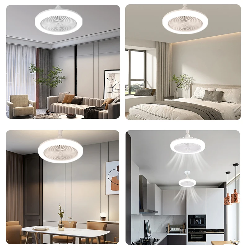 LED Ceiling Fan Lamp with Remote Control Electric fan E27 Mute Fan Light 30W Dimmable Smart Ceiling Lamp for Bedroom Living Room