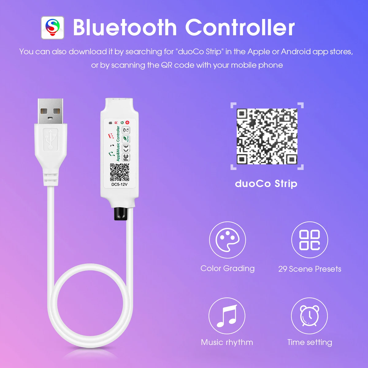 Smart App Control Bluetooth USB 5V RGB COB LED Strip Light 576LEDs/M Dimmable Diode Tape Ribbon Cabinet TV Blacklight Room Decor