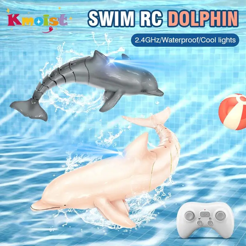 Elétrico impermeável RC Dolphin Fish Toy, Natação Animal Brinquedos para Meninos, Piscina de Água Leve, Controle Remoto, Presente de Natal para Crianças, 2.4G