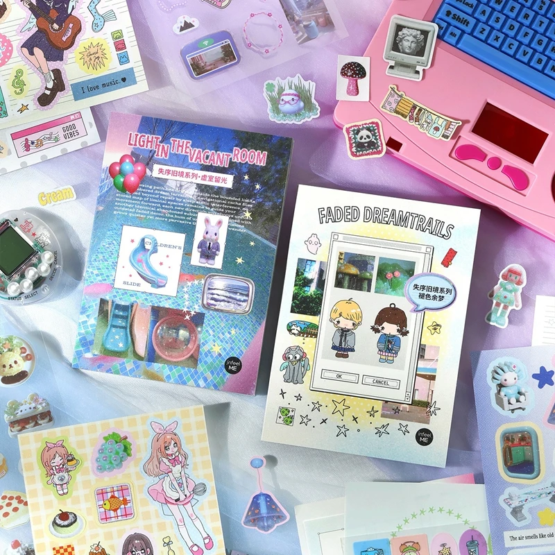20pcs/book Y2K Korean Ins Cute Scrapbook Sticker for Phone Camera Journal DIY Material Paper Kawaii Decoration Sticker Gift