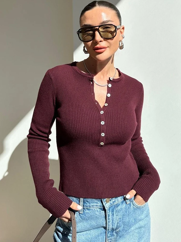 بلوفرات عصرية للسيدات من Tuularose بلوفر متماسك مضلع ونحيف متين للربيع والخريف سترة نسائية أنيقة للركاب #1