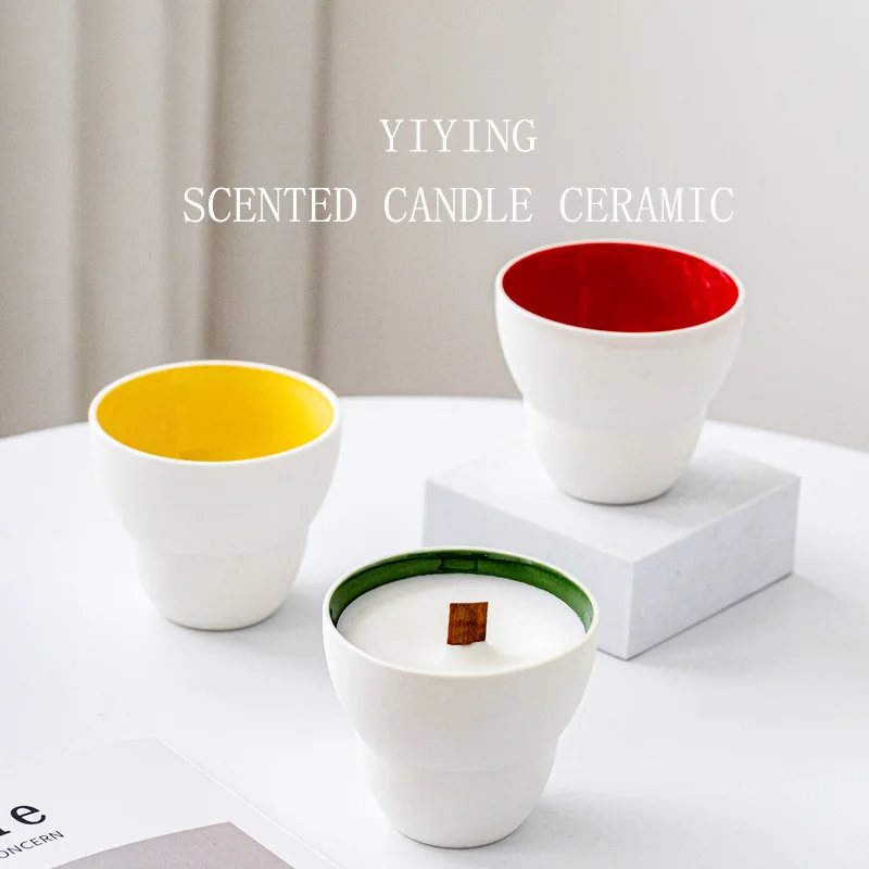 

Candle Holders Colorful Ceramic Aromatherapy Candle Empty Cup Modern Bean Wax Fragrance Container