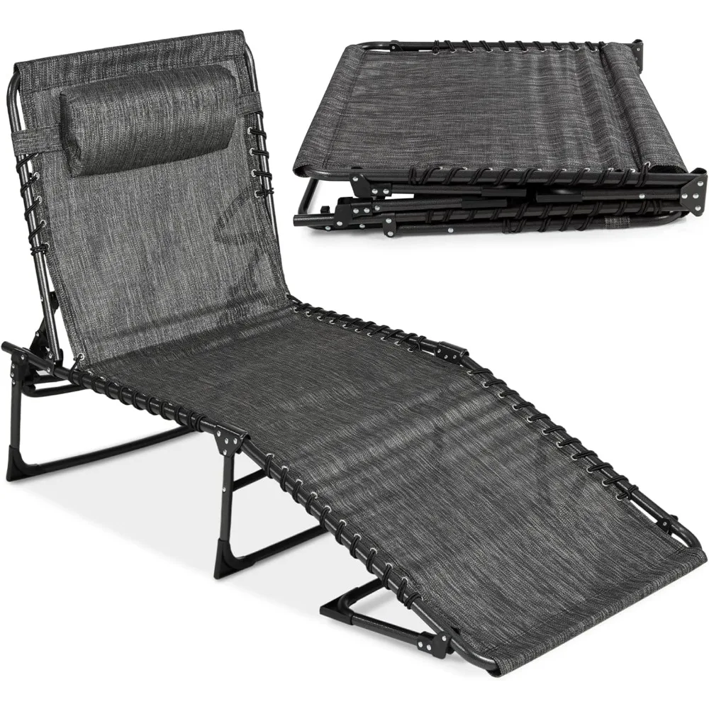 

Patio Chaise Lounge Chair, Outdoor Portable Folding in-Pool Recliner for Lawn, Backyard, Beach w/ 8 Adjusta Positions