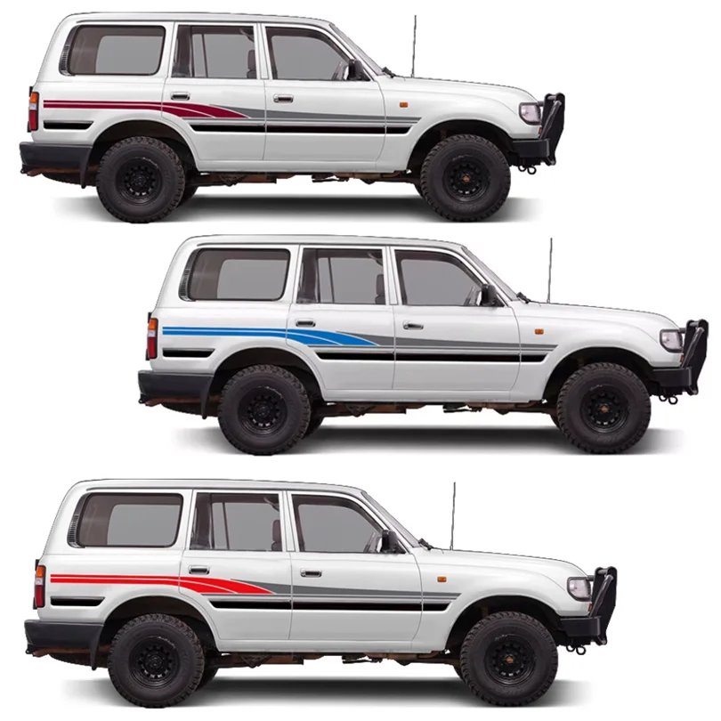

Автомобильная наклейка на заказ, боковая линия талии, предварительно вырезанная модифицированная полосатая наклейка, виниловая графическая пленка, комплект для Land Cruiser 80 LC80 1994-1997 гг.
