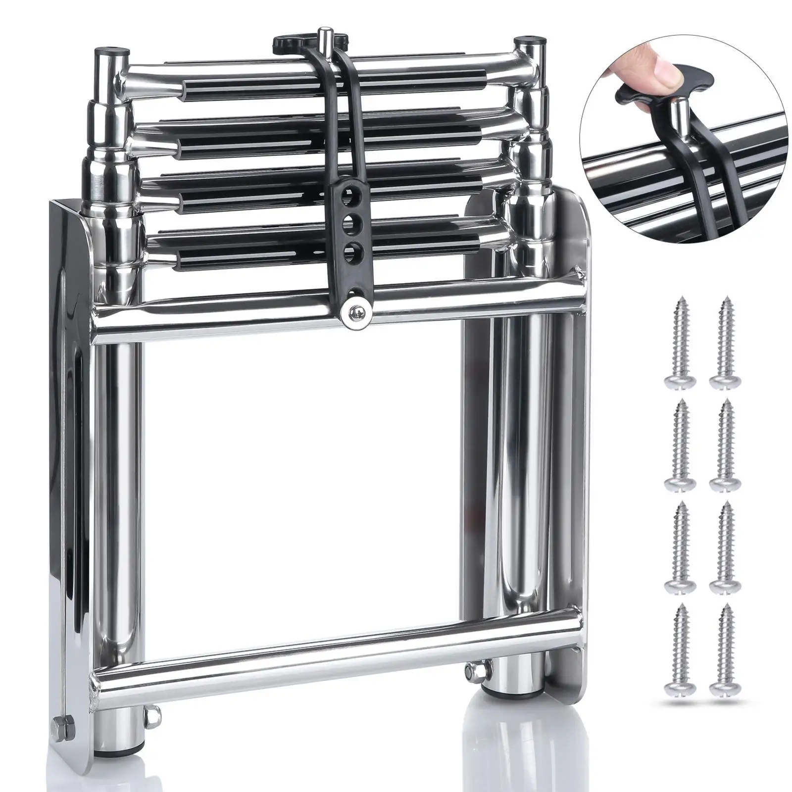 

Telescopic Marine Boat Ladder Equipment Non Slip Professional, Easy Install Deck Ladders Premium, Boat Accessories 4 Step