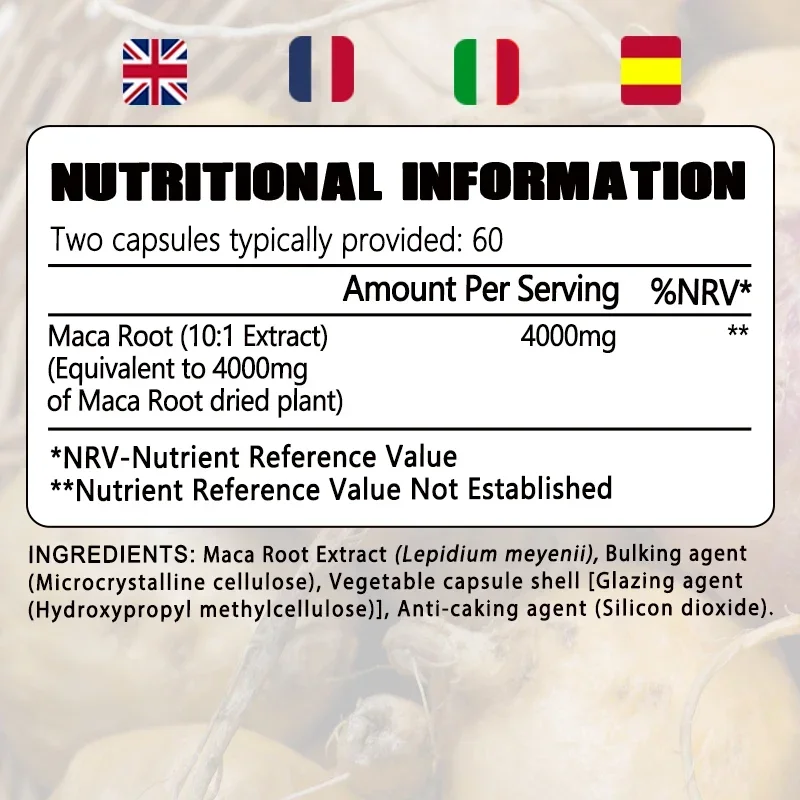 Suplemento de maca natural – para energia e resistência, construção muscular, promove o crescimento muscular, alivia o estresse e aumenta a memória