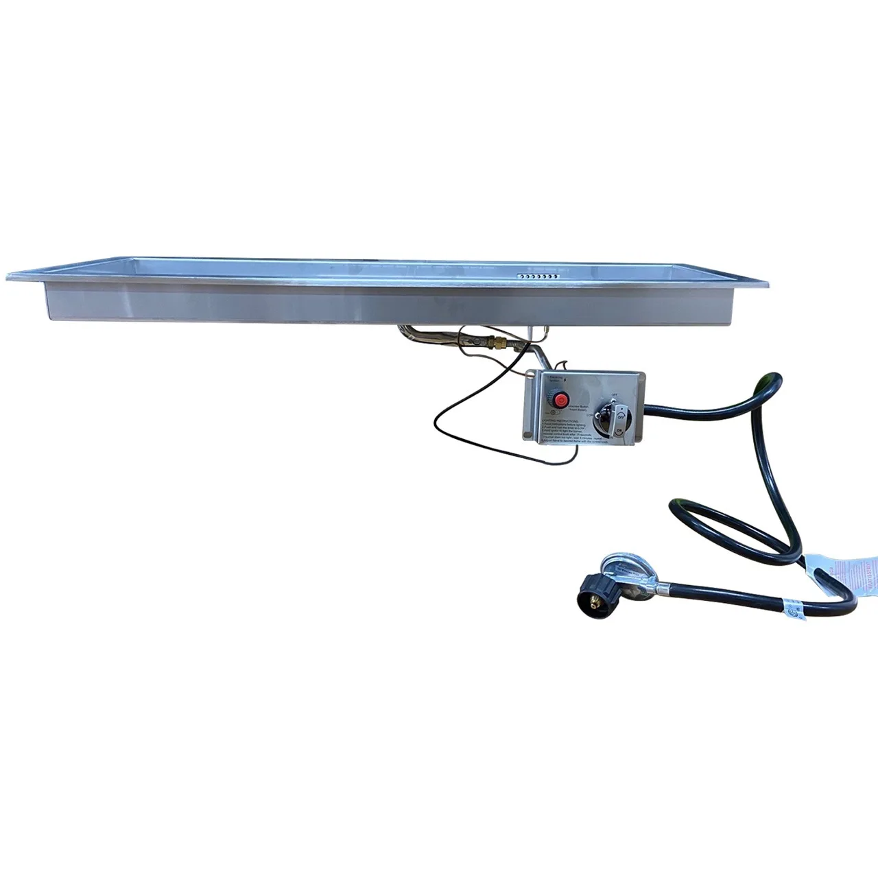 36 x 12 Inch Stainless Steel Propane Gas Fire Pit System, Outdoor Fire Table Accessory Heater Fire Bowl