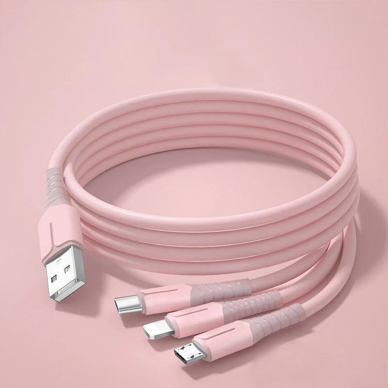 3 in 1 66W USB Fast Charging Cable For iPhone 14 Samsung Xiaomi Huawei Phone Charger Cable USB Type C Micro USB Lightning Cord