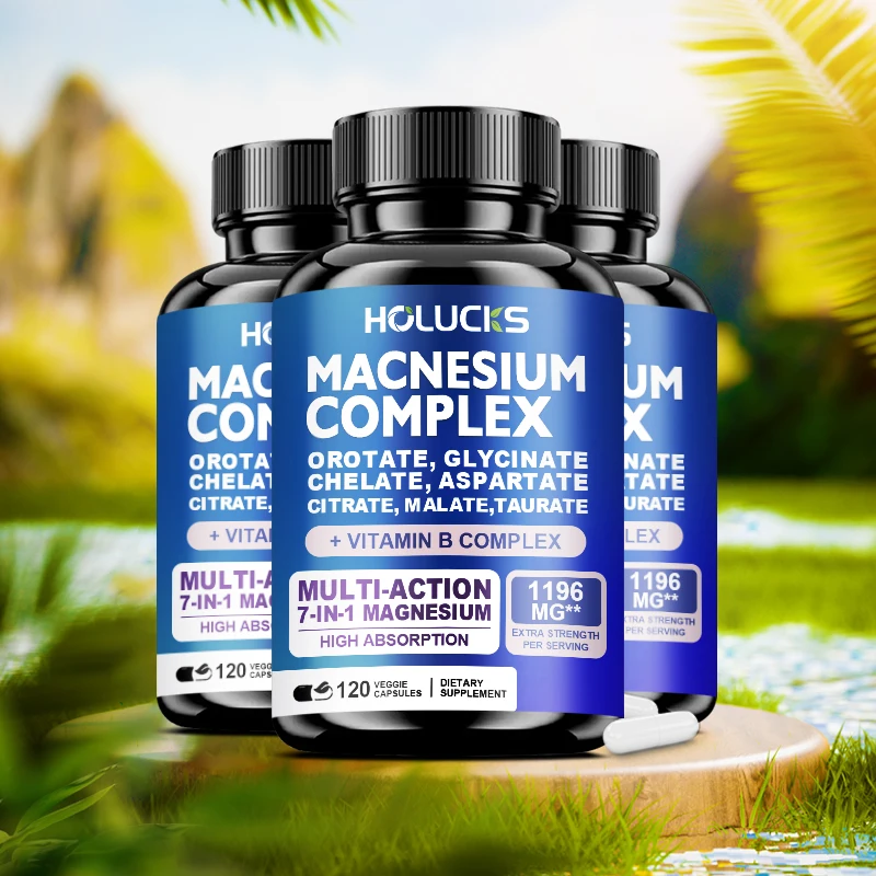 Magnesium Complex 1000mg Supplement, with Vitamins C, E, B1, B2, B6, B12, Chelated Magnesium Glycinate, Malate, Taurate &Citrate