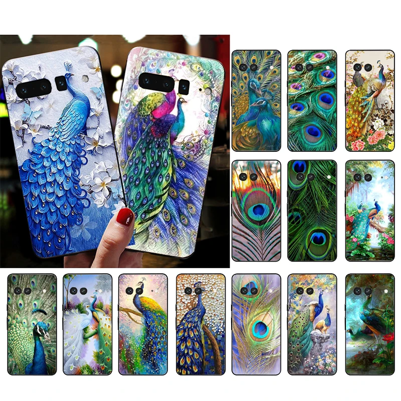 

Phone Case for Google Pixel 9 Pro XL 8 7 6 Pro Pixel 8A 7A 6A 4A 3A 3XL Pixel 8 7 6 5 4 Peacock Feathers Case Funda