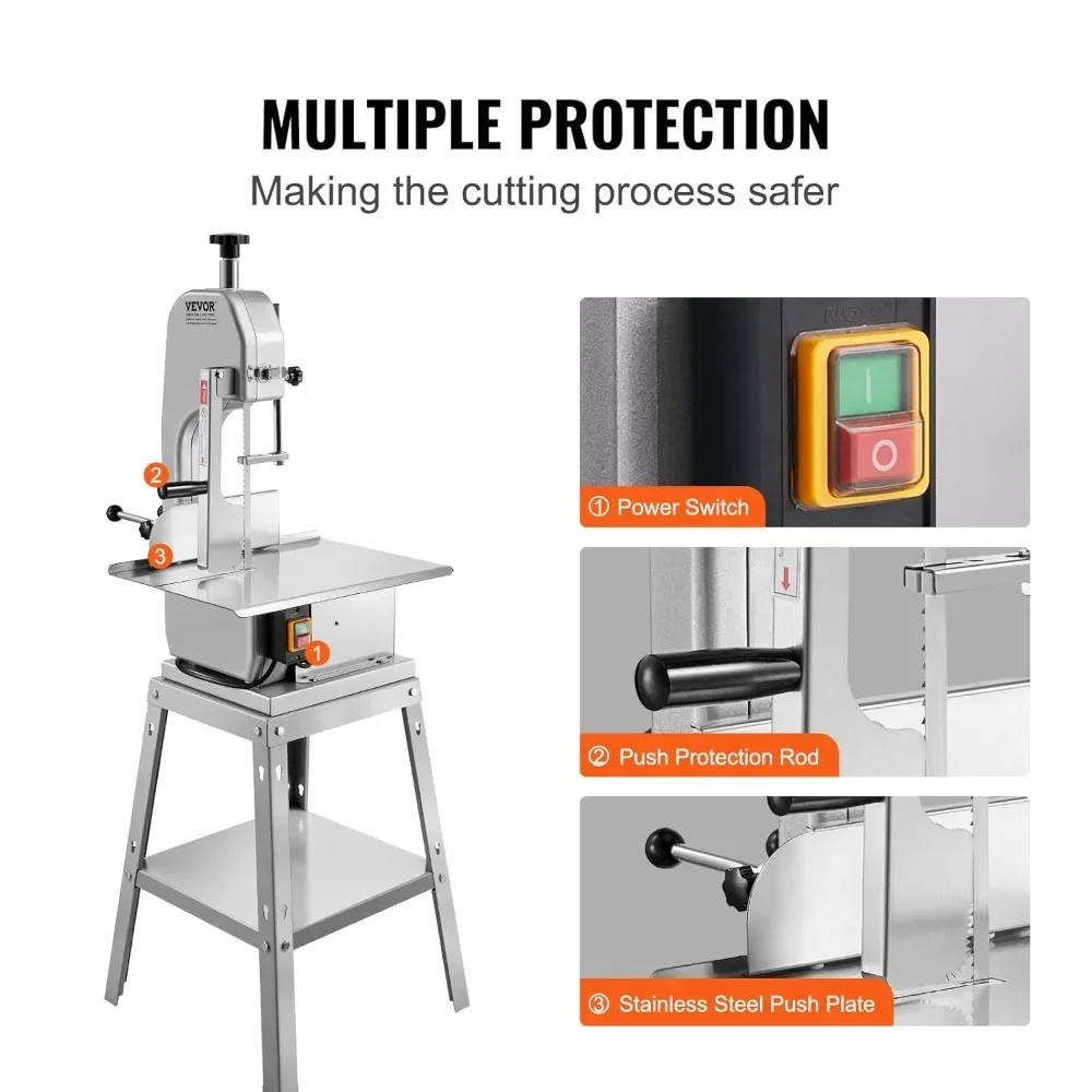 

1800W Electric Meat Saw - Stainless Steel Vertical Cutter with 19.1x15 Inch Work Area and 7.09 Inch Cutting Depth, Includi