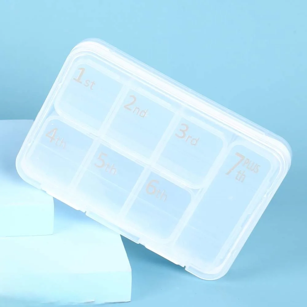 Portable Weekly Pill Storage Box Moisture-proof Tablet Splitters Pill Dispenser Waterproof Separate Compartments