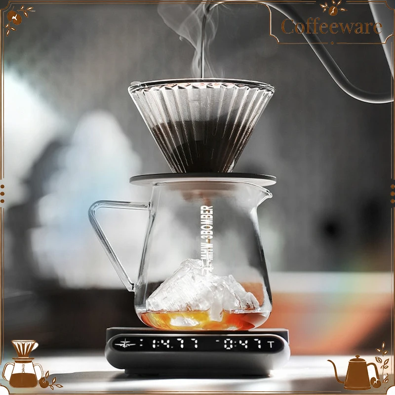 Mhw-3Bomber Pour Over Coffee Set Glass Dripper Server Grinder Drip Coffee Maker Kit For Home Office Barista Use