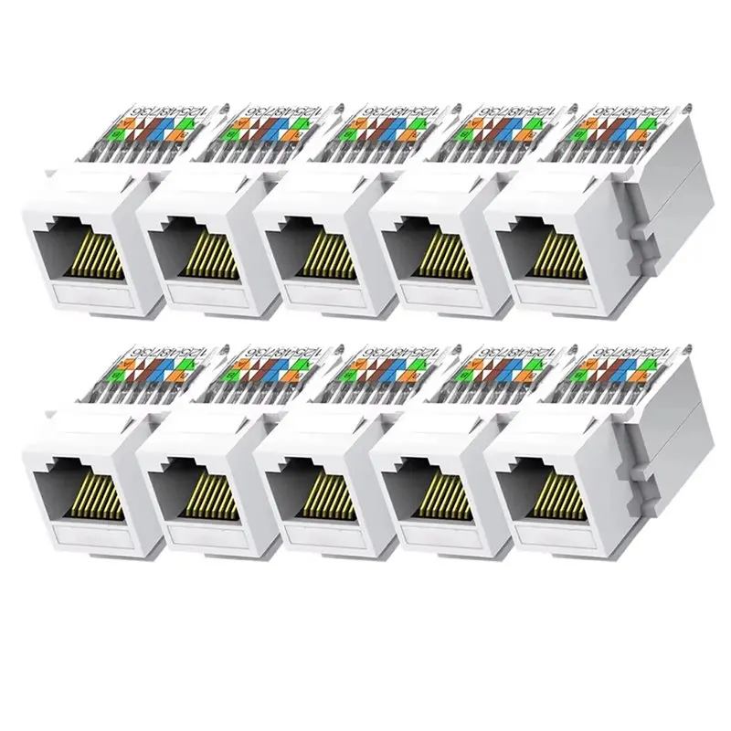 A13E-RJ45 Cat5e Ethernet Keystone Jack No Punch-Down, Tool-Less RJ45 Module Coupler Female Jack Wall Adapter