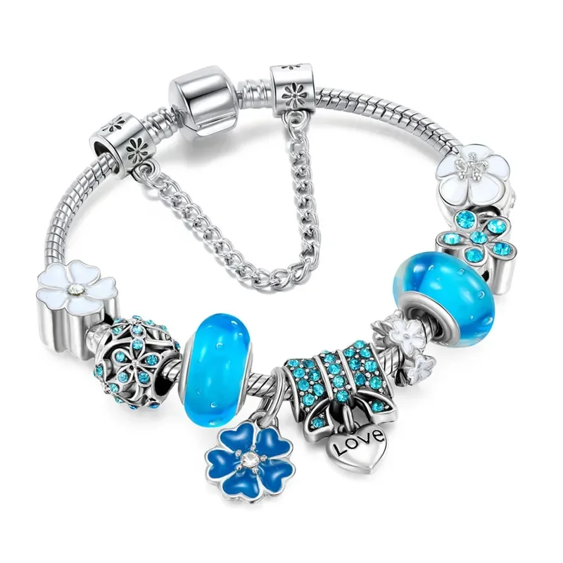 1 best-selling bracelet trendy DIY boutique glass inlaid diamond bracelet with Pan family style personalized jewelry bracelet