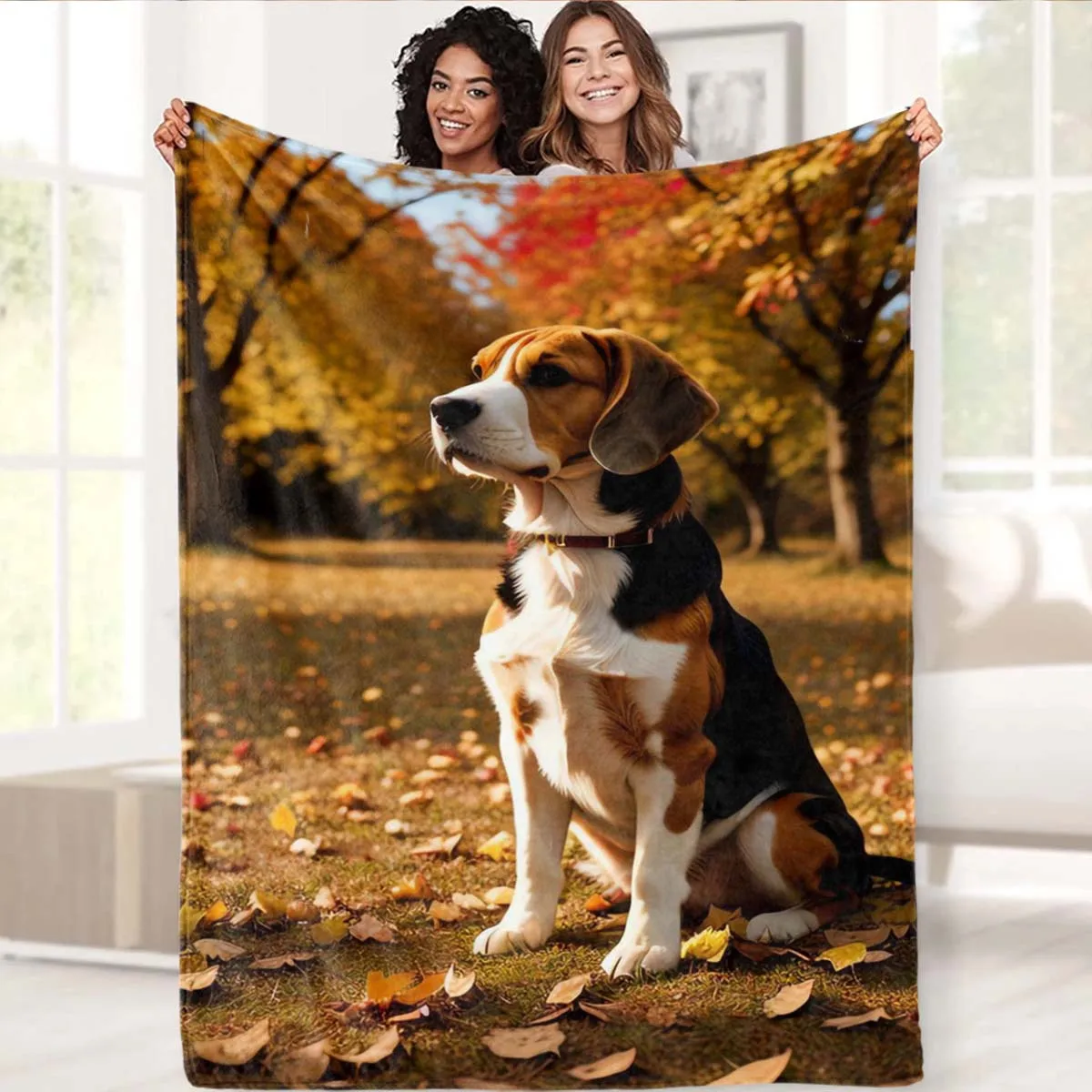 Beagle Dog Print Flannel Throw Blanket - Soft Cozy Bedspread with Beagle Puppy & Dog Patterns, 4-5 Size Options (20x30 to 60x80