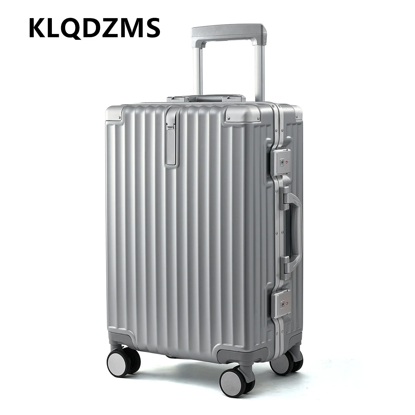 KLQDZMS Koffer auf Rollen, Trolley-Koffer mit Aluminiumrahmen, 20 Zoll, 22 Zoll, 24 Zoll, 26 Zoll, ABS+PC-Boardingbox, Damen-Gepäck mit großem Fassungsvermögen