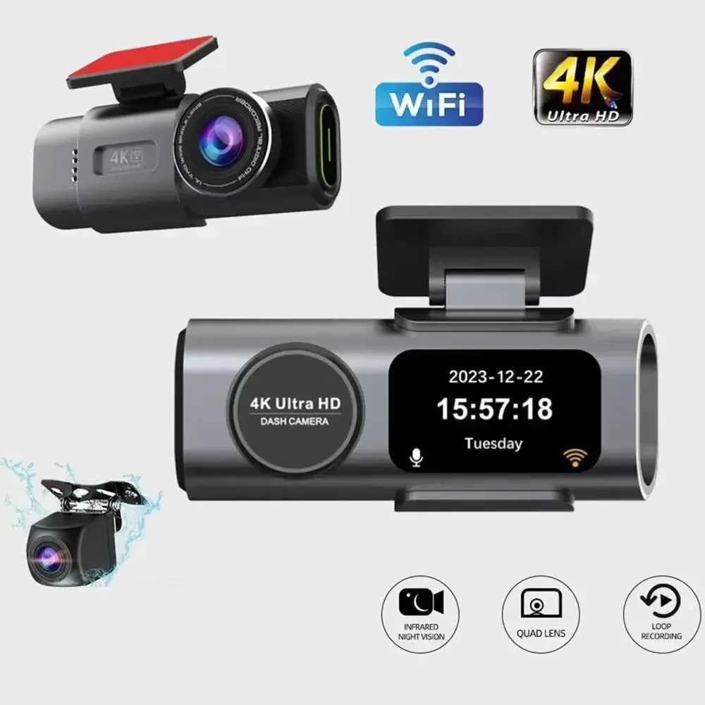 4K dual lens driving recorder high-definition ultra wide angle night vision WiFi front and rear dual recording car accessories