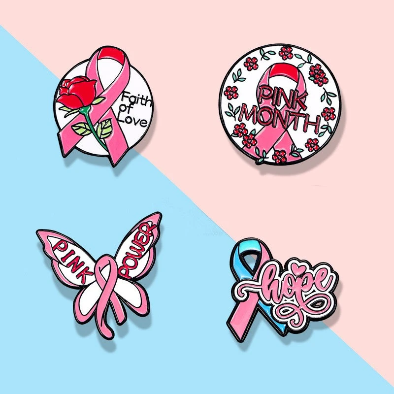 Creative Pink Ribbon HPV Awareness Brooch Badge Zinc Alloy Pin DIY for Clothes Bags Shoes Hat Scarf T-shirt Jeans Accessory
