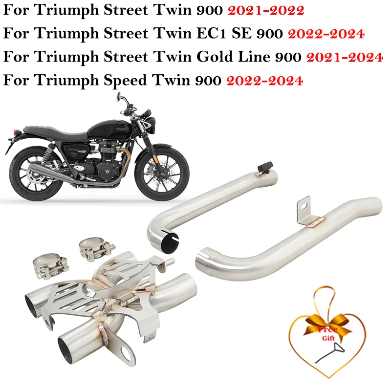 For Triumph Street Twin 900 Twin EC1 SE 900 2022-2024 Gold Line 900 2021-2024 Motorcycle Exhaust Systems Front Link Pipe Muffler