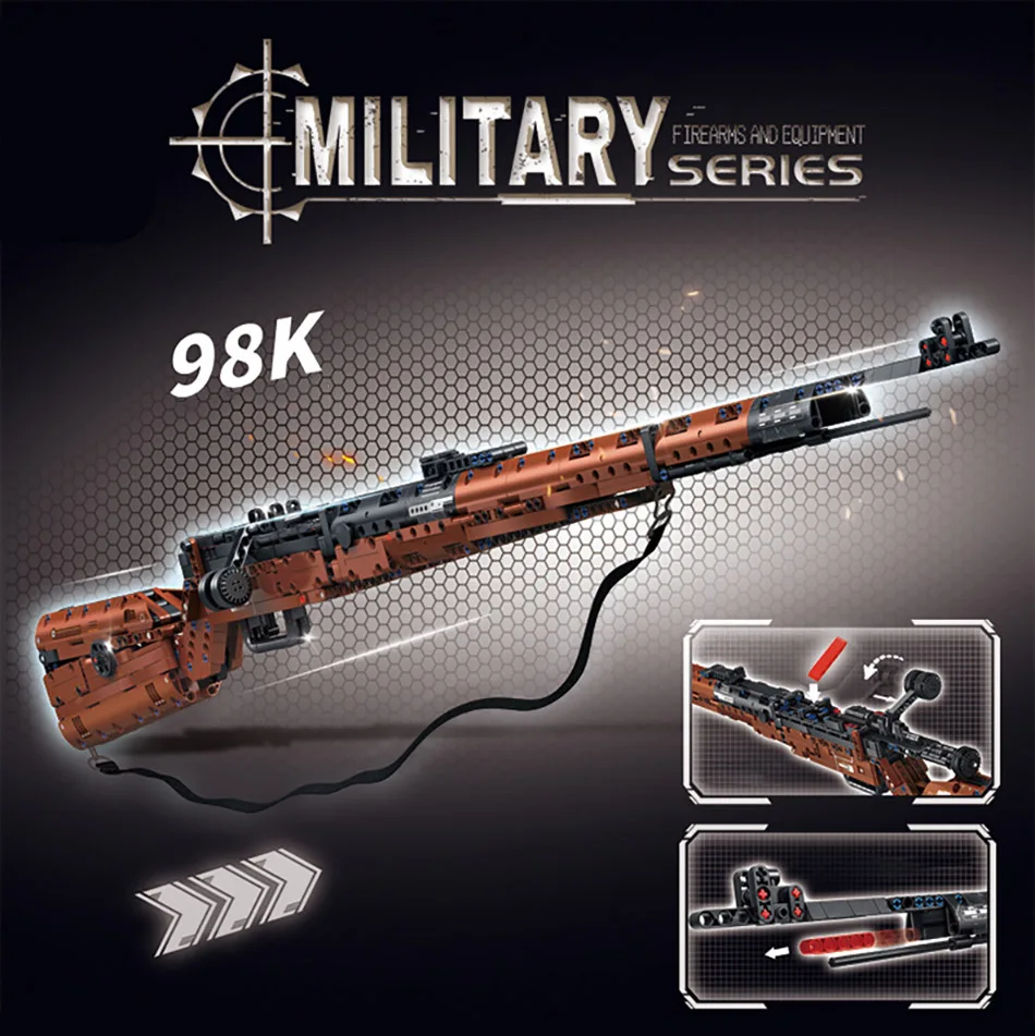 NEUES MOC WW2 Militär-Serie 1206-teiliges Kar98k Gewehrmodell Baustein-Set Montage 98K Modell Bausteine Spielzeug für Erwachsene Geschenk – Detail 1