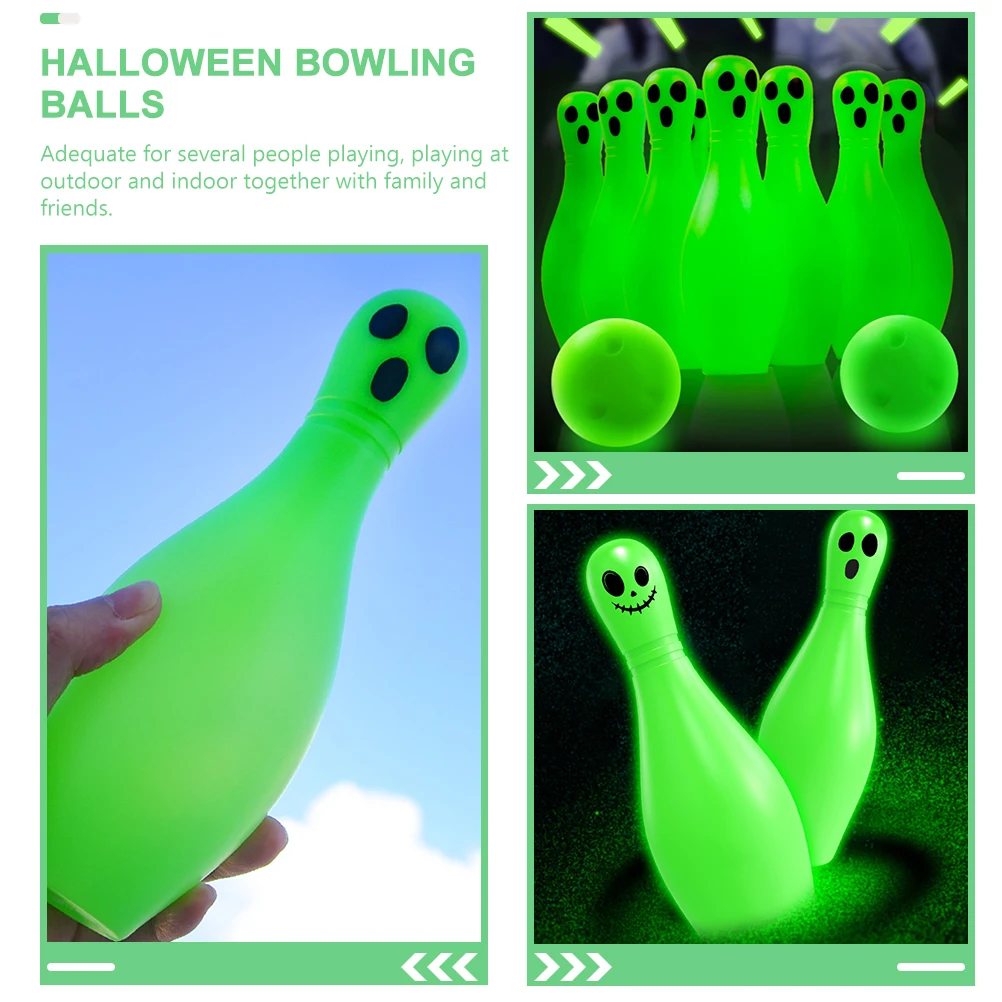 

1 set Luminous Bowling Balls Set 20CM Halloween Ghost Kids Indoor Outdoor Family Fun Toddler Toy Sports Plaything
