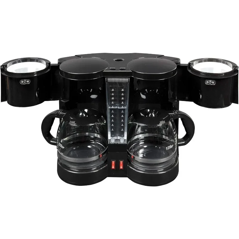 CucinaPro Double Coffee Brewer Station-Dual Drip Coffee Maker Brews two 12-cup Pots,Make Regular or Decaf at Once