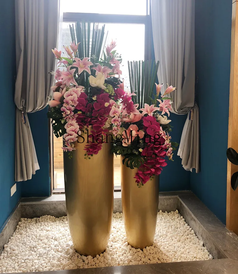 SM  floor-to-ceiling large vase revolving door window decoration floral ornament living room simulation flower arrangement