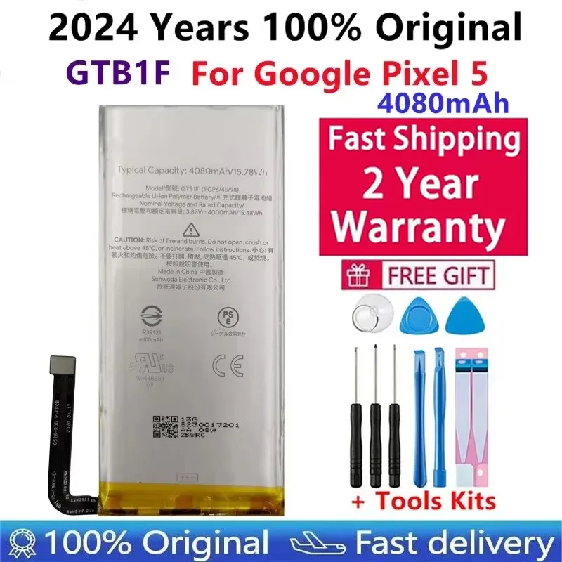 

100% Original New High Quality GTB1F 4080mAh Phone Replacement Battery For Google Pixel 5 GD1YQ GTT9Q Batteries Bateria + Tools