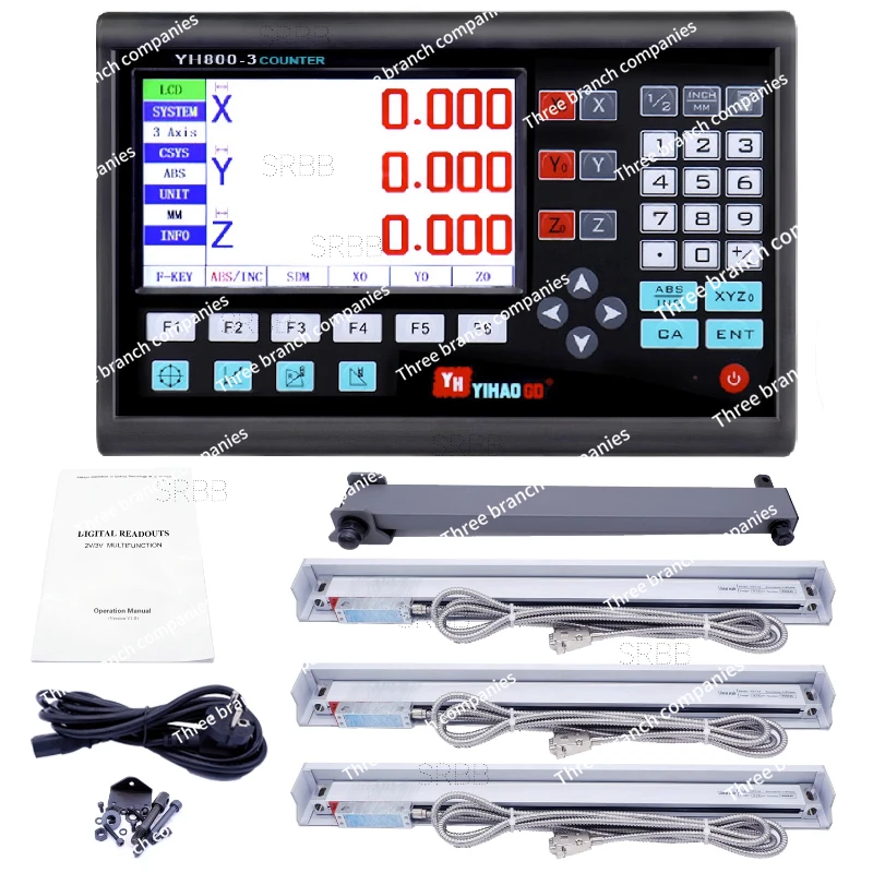 3 Pieces 0-1000mm Glass Linear Scale Encoder Sensor For Milling Lathe YH800-3 Complete Set 3 Axis LCD Digital Readout