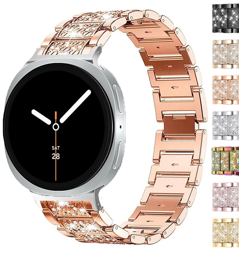 Diamant-Armband für Samsung Galaxy Watch 8 40 mm 44 mm Band Metallband für Samsung Galaxy 8 Classic 46 mm Edelstahlarmband
