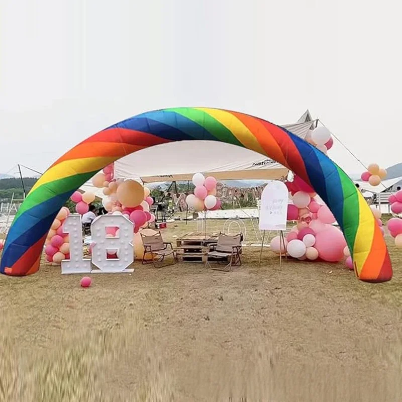 Tęczowy łuk Niestandardowy nadmuchiwany balon Kolorowa reklama Urodziny Archway Brama powitalna do dekoracji imprez na świeżym powietrzu