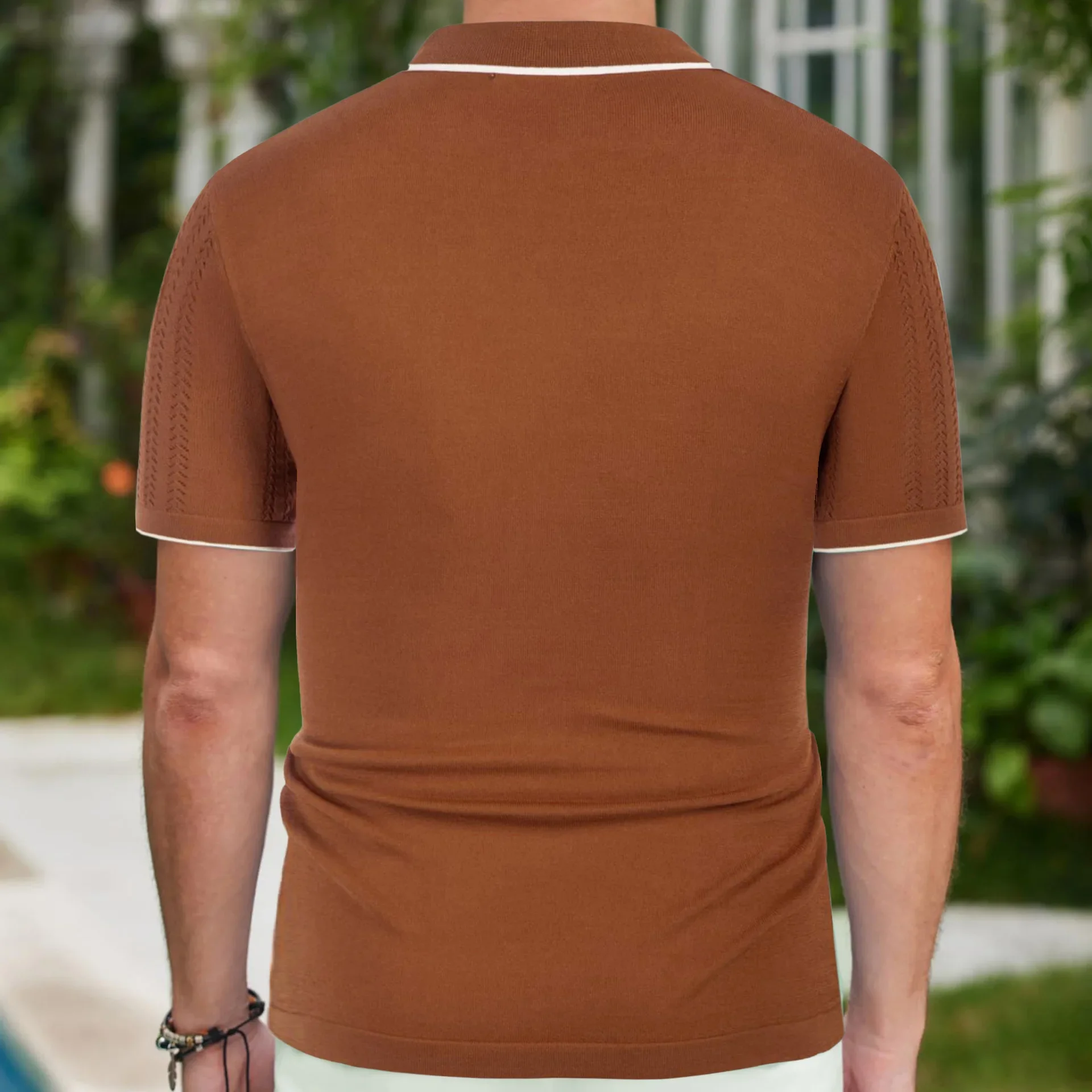 Pop Japanese And South Korean Gentlemen Men's New Summer Single-breasted Cardigan Knit Casual Thin Business Knit Polo Shirt M-3X
