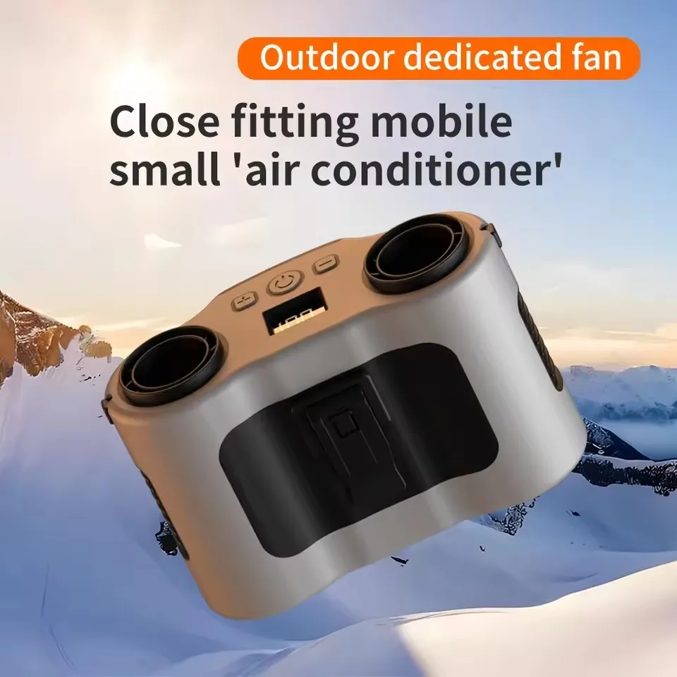 

Портативный вентилятор на пояс/шейный вентилятор 20000 мАч с мощным потоком воздуха, функцией Power Bank и LED-подсветкой для улицы, курьеров, USB-зарядка