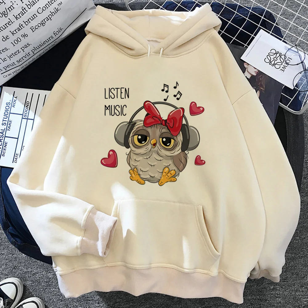 Owl hoodie streetwear Japanese athleisure patterned patterned comic girl pullover casual wear harajuku Japanese anime