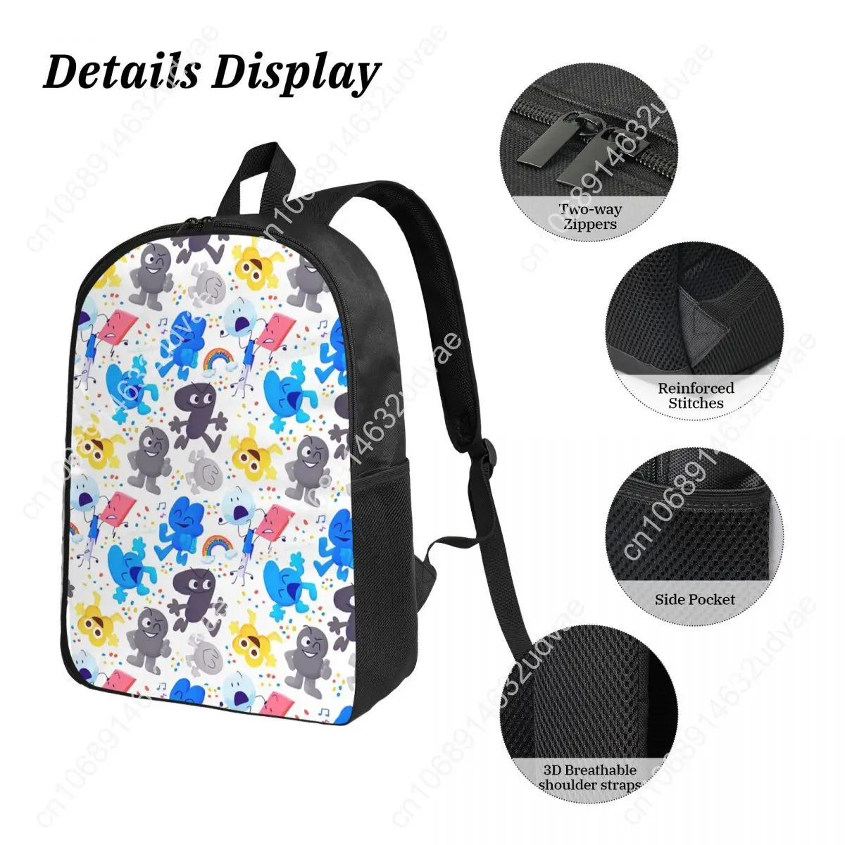 Bfdi Pattern Backpack Student Boys Girls BookBag School Bag Laptop Shoulder Bags 3ps Insulated Lunch Bag Pencil Case