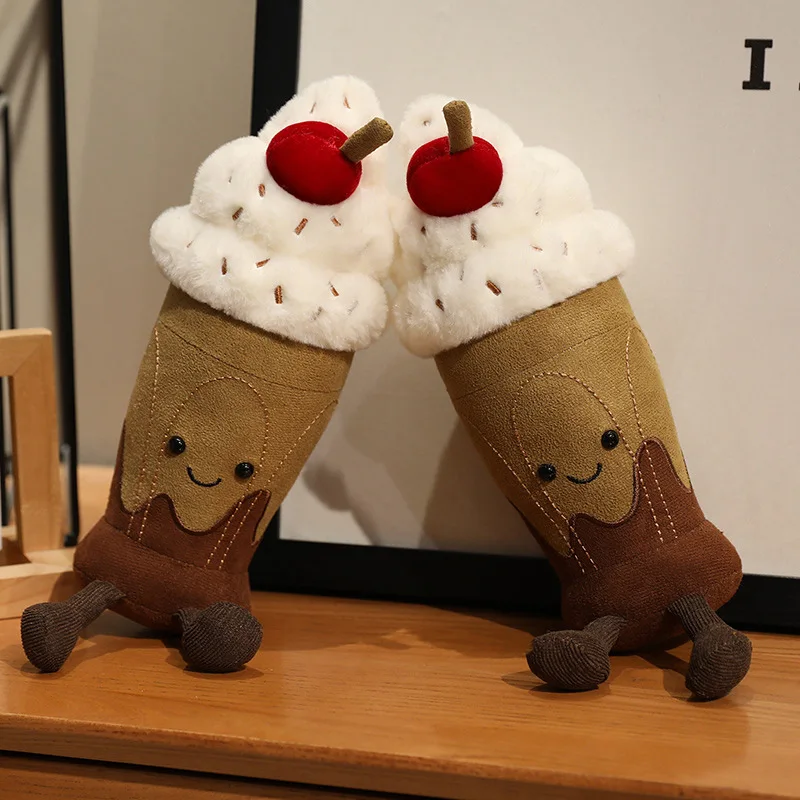 Jouet en peluche Milkshake au chocolat Marie, oreiller câlin en peluche super doux, cadeau de décoration de canapé de lit sur le thème de la nourriture mignonne pour les filles