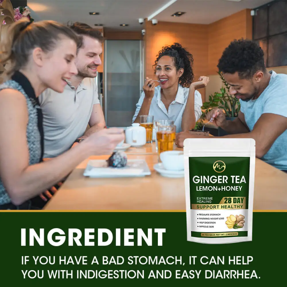 Ginger Tea Lemon+Honey Digestive Aid Weight Loss Stomach Regulation Skin Improvement Warm Beverage for Health & Wellness