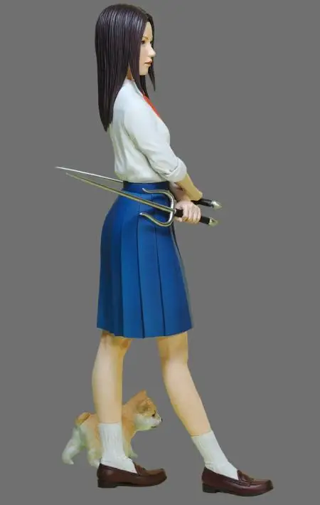 1/8 Scale Resin Figure Model Kit Japanese Armed Girl and Puppy GK Statue Unassembled and Unpainted DIY Toys Free Shipping