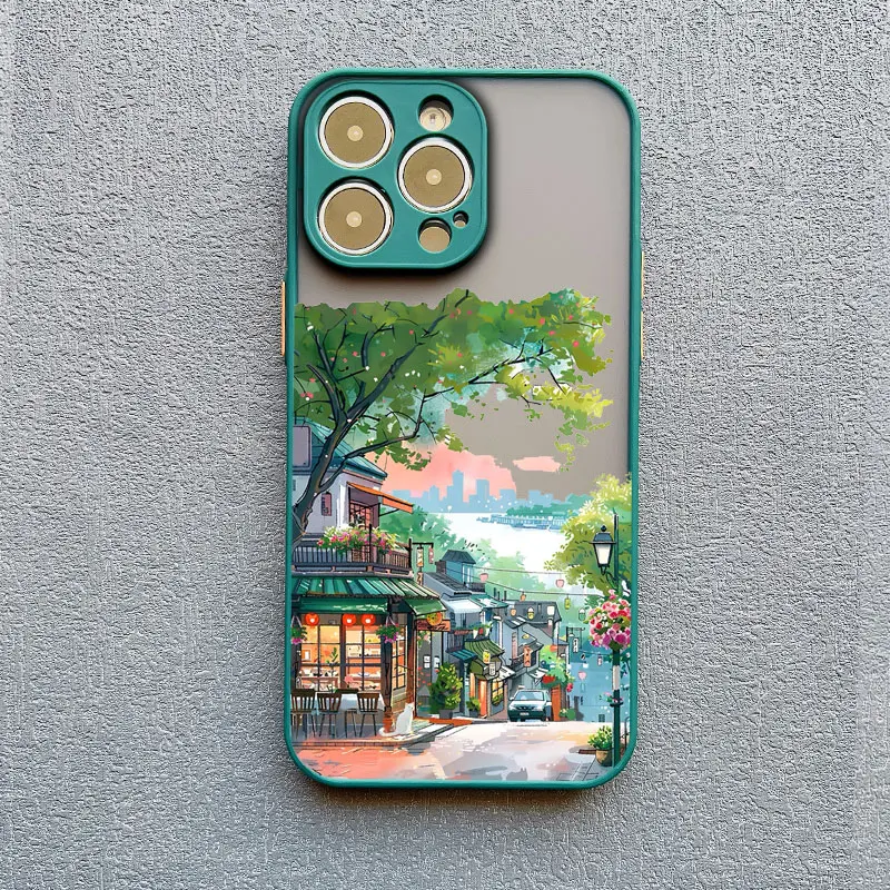 Feine Cartoon-Lila-Straßenlandschaft Handyhülle für iPhone 17 16 Pro Max Plus 15 14 13 12 11 Pro Max Mini XR XS X 7 8 Plus Rückseite – Detail 6